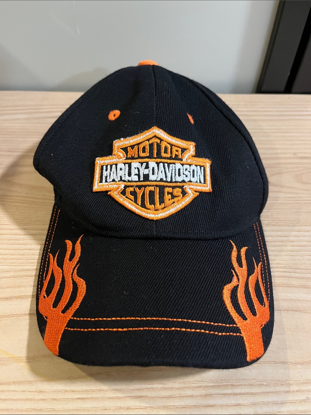 Harley-Davidson Black Cap with Orange Flame Embroidery
